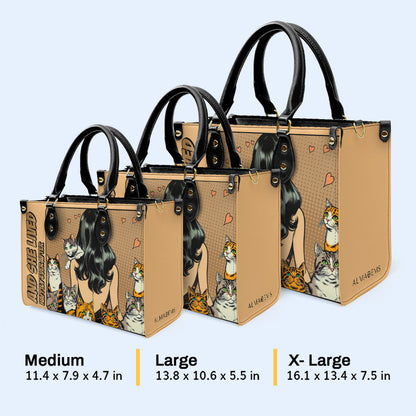 And She Lived Happily Ever After - Brown - Personalized Custom Leather Handbag For Cat Lovers - LL04BROWN