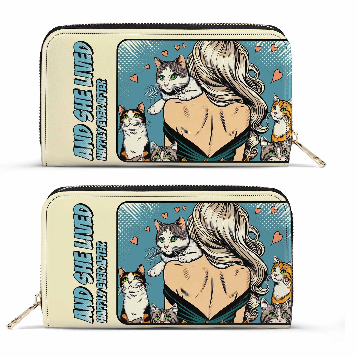 And She Lived Happily Ever After - Women Leather Wallet For Cat Lovers - LL04WL