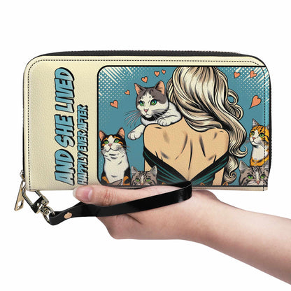 And She Lived Happily Ever After - Women Leather Wallet For Cat Lovers - LL04WL