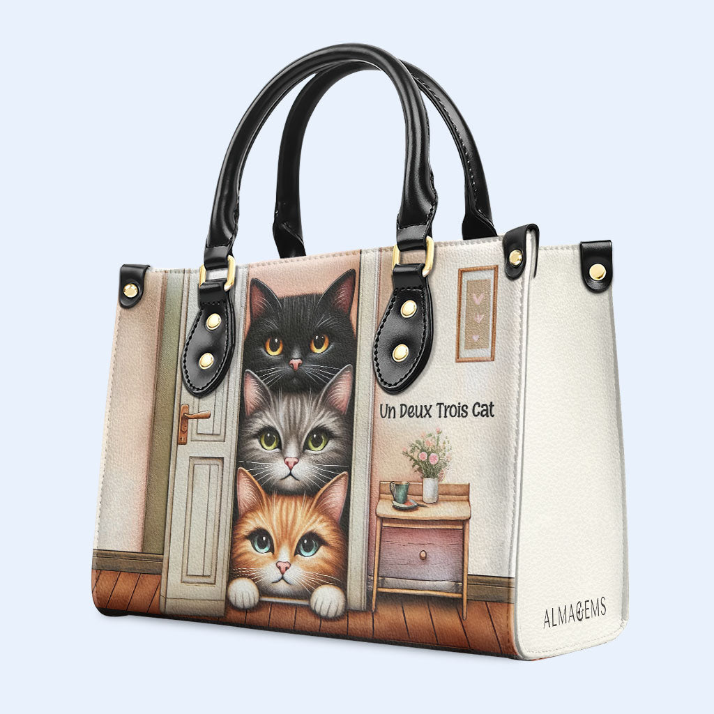 Un Deux Trois Cat - Personalized Custom Leather Handbag For Cat Lovers - LL17