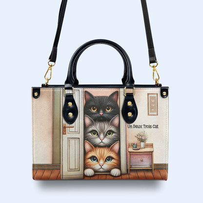 Un Deux Trois Cat - Personalized Custom Leather Handbag For Cat Lovers - LL17