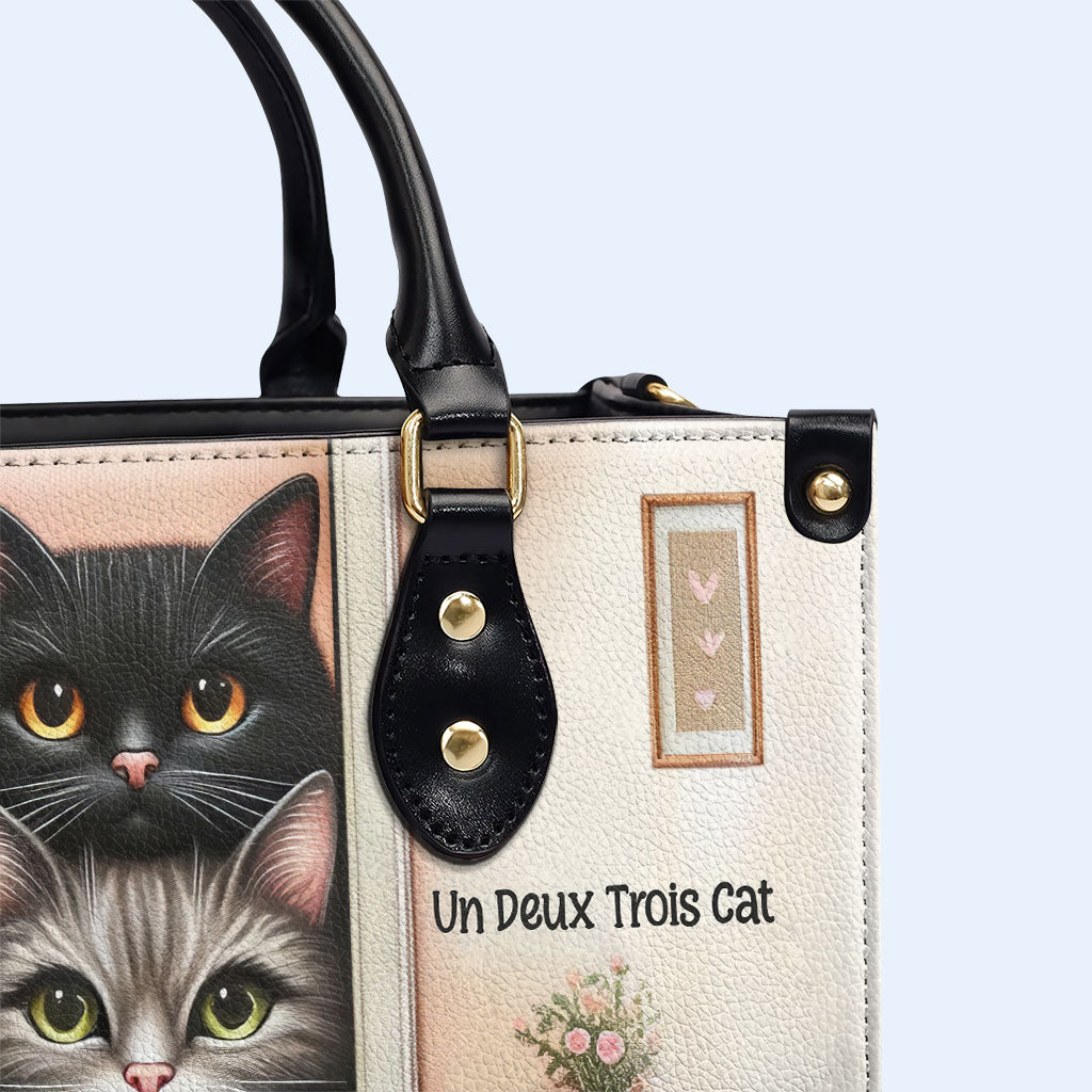 Un Deux Trois Cat - Personalized Custom Leather Handbag For Cat Lovers - LL17