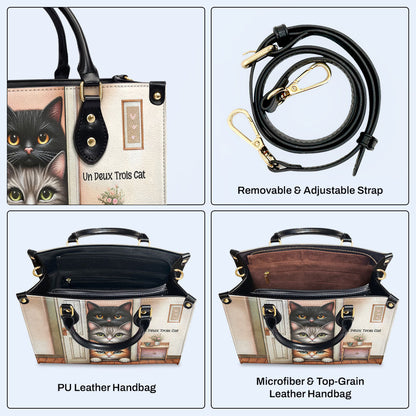 Un Deux Trois Cat - Personalized Custom Leather Handbag For Cat Lovers - LL17