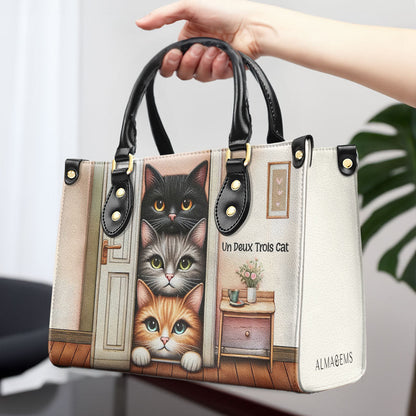 Un Deux Trois Cat - Personalized Custom Leather Handbag For Cat Lovers - LL17