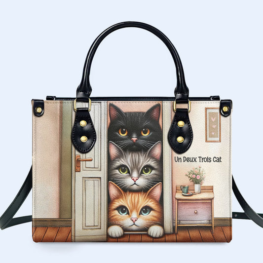 Un Deux Trois Cat - Personalized Custom Leather Handbag For Cat Lovers - LL17