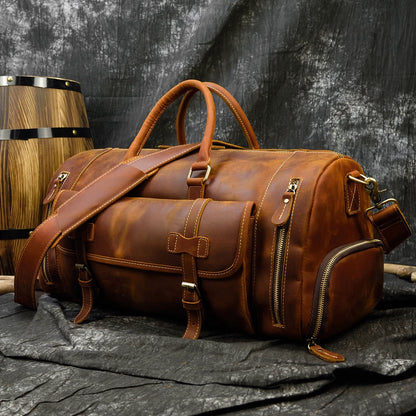 Elegant Leather Weekend Duffle Bag