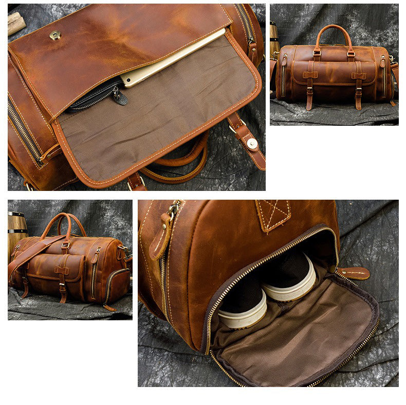 Elegant Leather Weekend Duffle Bag