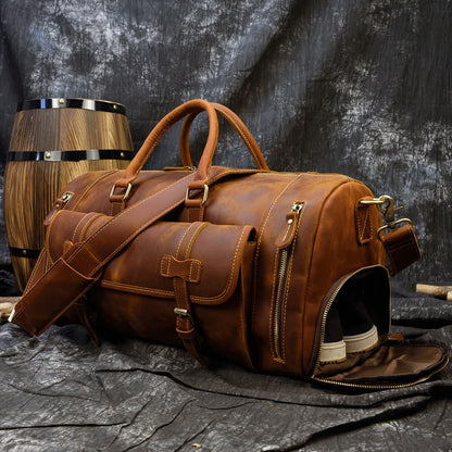 Elegant Leather Weekend Duffle Bag