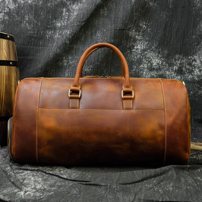 Elegant Leather Weekend Duffle Bag