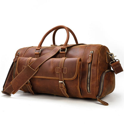 Elegant Leather Weekend Duffle Bag