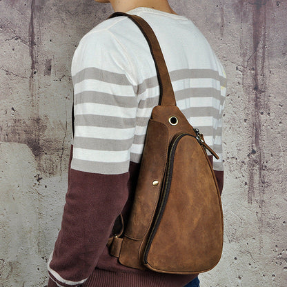 Vintage Leather Small Crossbody Sling Bag