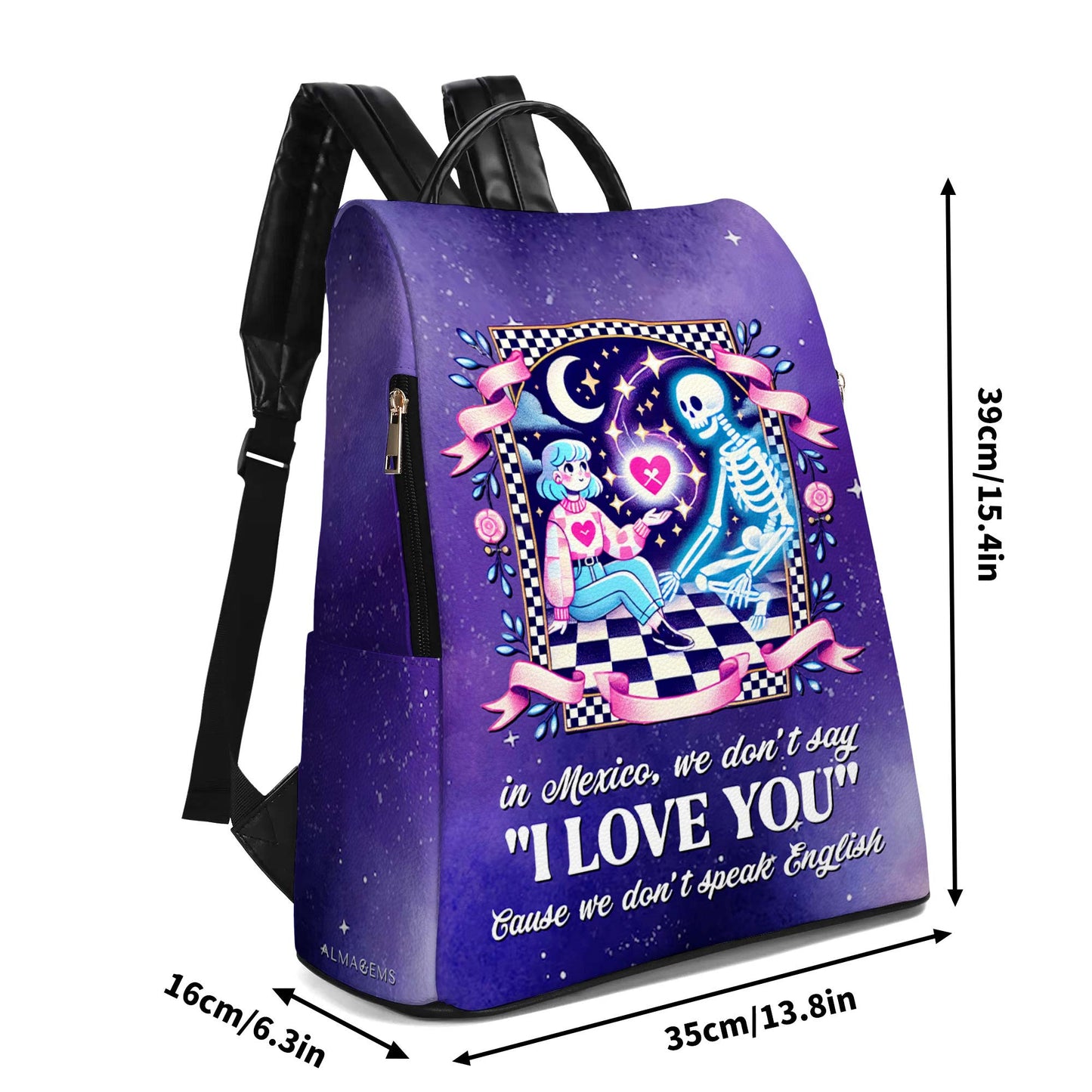 In Mexico, We Don't Say "I Love You" - Personalized Custom Leather BackPack - ME023_BP