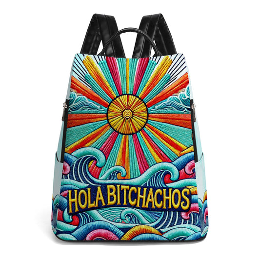 Hola Bitchachos - Personalized Custom Leather BackPack - ME025_BP