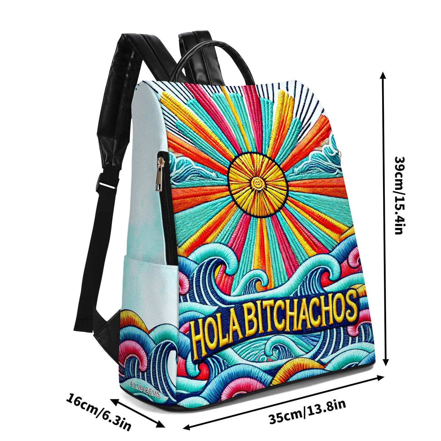 Hola Bitchachos - Personalized Custom Leather BackPack - ME025_BP