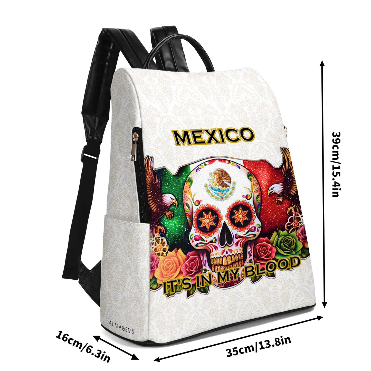 MEXICO. IT'S IN MY BLOOD - Personalized Custom Leather BackPack - ME047_BP