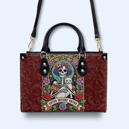 GATOS BEFORE VATOS - Personalized Custom Leather Handbag - ME051_HB