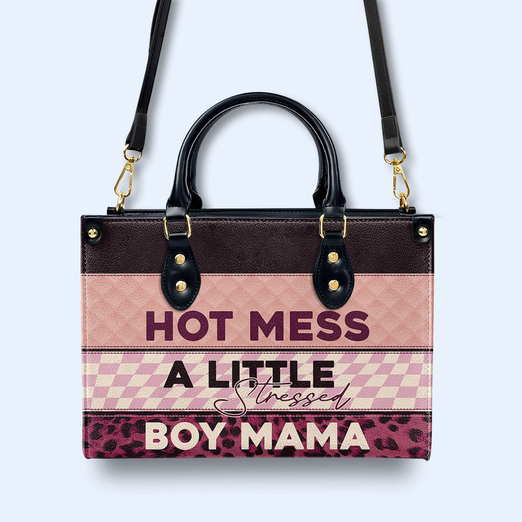 Hot Mess A Little Stressed - Personalized Custom Leather Handbag - MM05