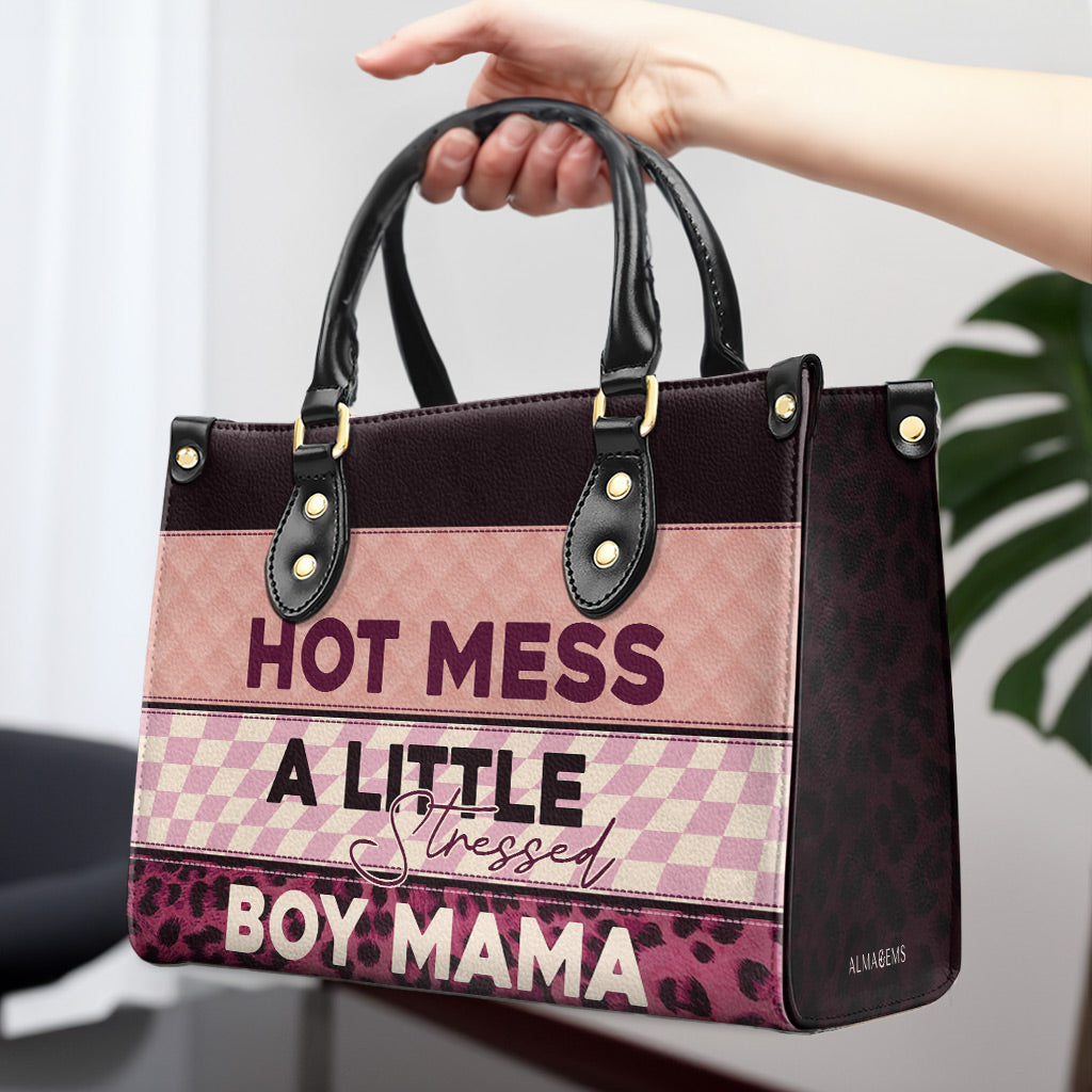 Hot Mess A Little Stressed - Personalized Custom Leather Handbag - MM05