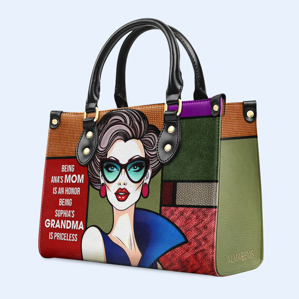 Being Grandma Is Priceless - Personalized Custom Leather Handbag - MM16