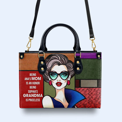 Being Grandma Is Priceless - Personalized Custom Leather Handbag - MM16