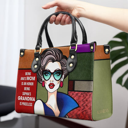 Being Grandma Is Priceless - Personalized Custom Leather Handbag - MM16