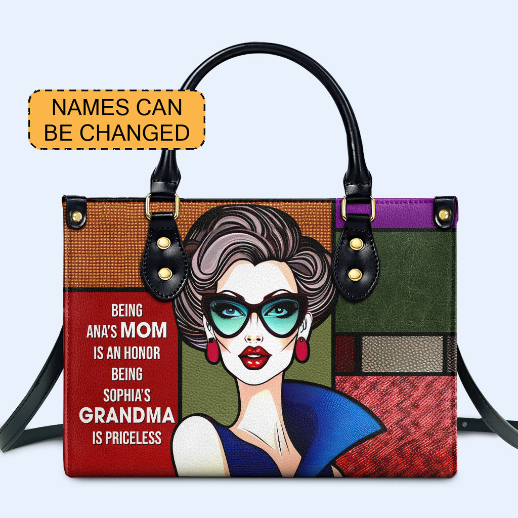 Being Grandma Is Priceless - Personalized Custom Leather Handbag - MM16