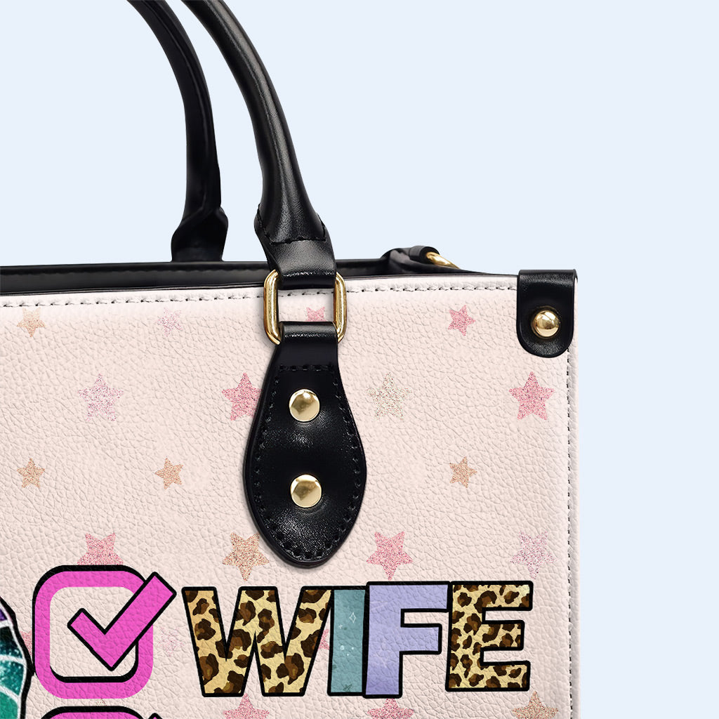 Wife Mom Boss - Personalized Custom Leather Handbag - MM41