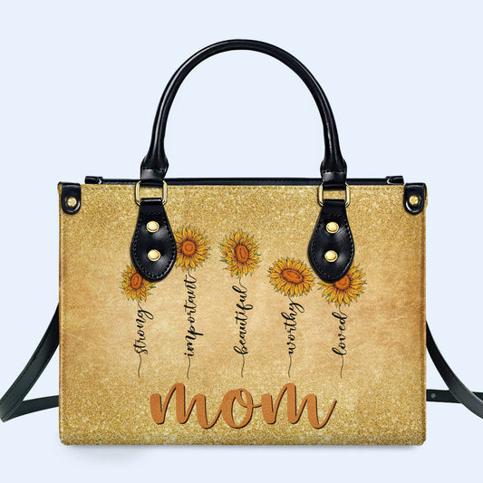 Mom's Sunflowers - Personalized Custom Leather Handbag - MM48