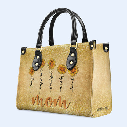 Mom's Sunflowers - Personalized Custom Leather Handbag - MM48