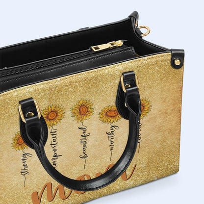 Mom's Sunflowers - Personalized Custom Leather Handbag - MM48