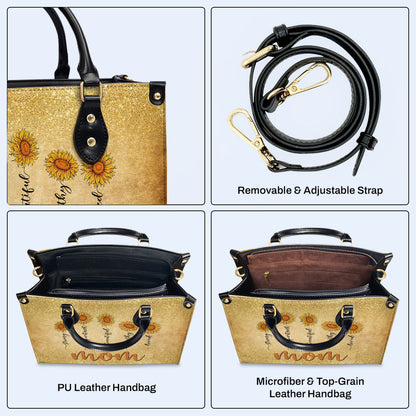 Mom's Sunflowers - Personalized Custom Leather Handbag - MM48