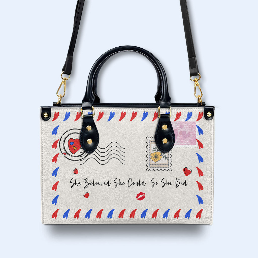 She Believe She Could So She Did - Personalized Custom Leather Handbag - MM52