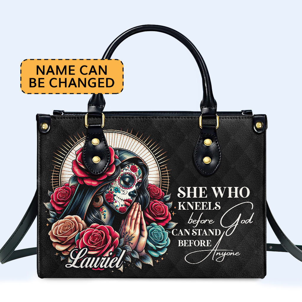 She Who Kneels Before God - Personalized Custom Leather Handbag - MX11