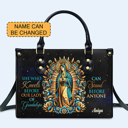 She Who Kneels Before Our Lady Of Guadalupe - Personalized Custom Leather Handbag - MX17