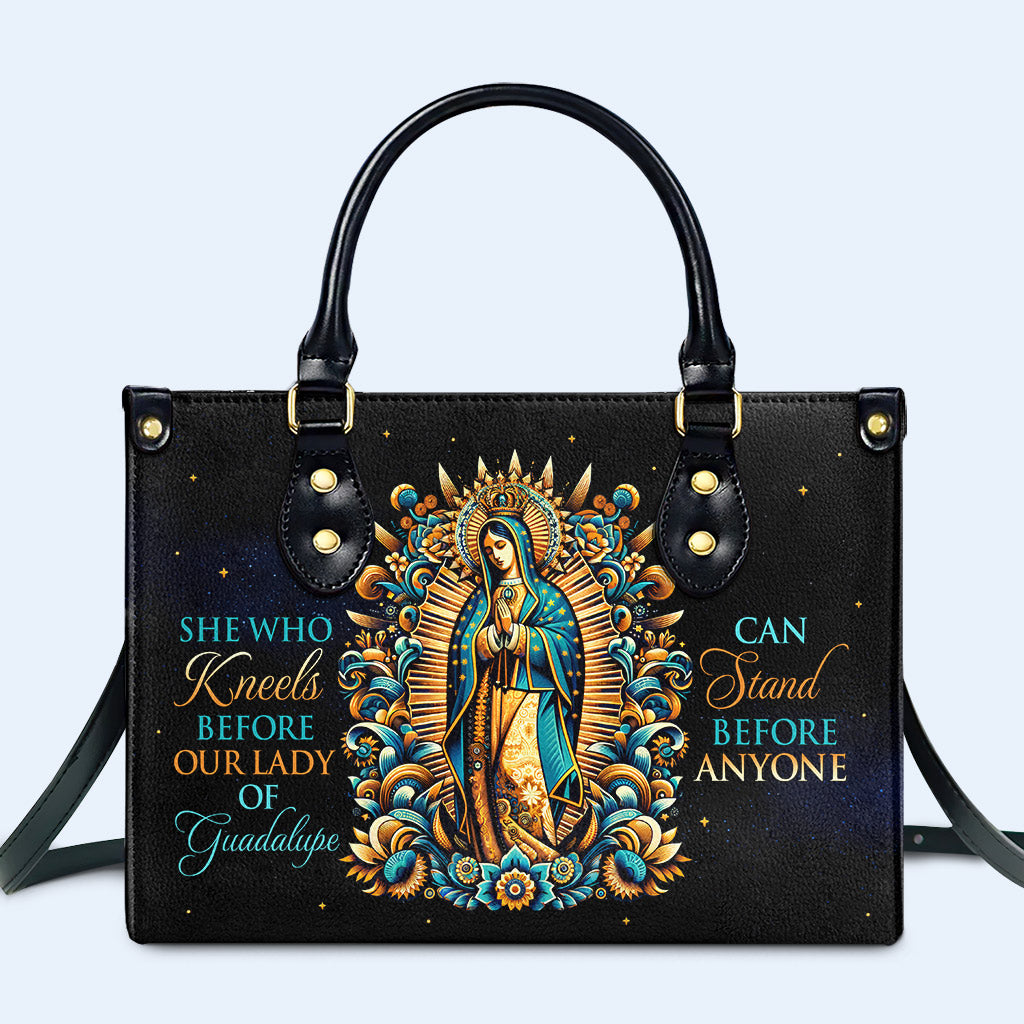 She Who Kneels Before Our Lady Of Guadalupe - Personalized Custom Leather Handbag - MX17