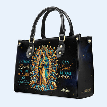 She Who Kneels Before Our Lady Of Guadalupe - Personalized Custom Leather Handbag - MX17