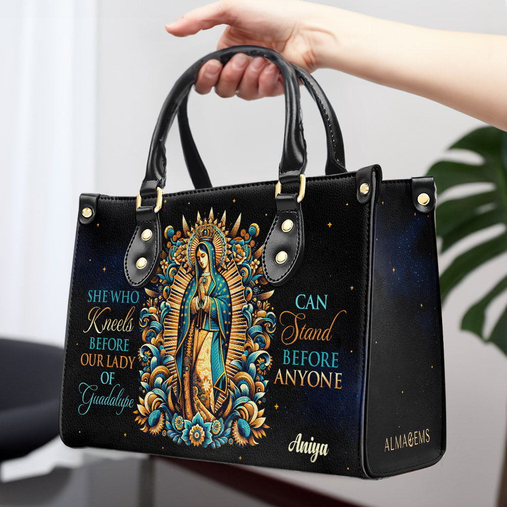 She Who Kneels Before Our Lady Of Guadalupe - Personalized Custom Leather Handbag - MX17