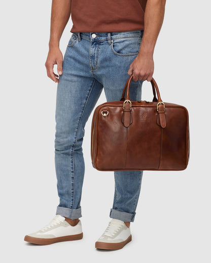 Madrid Matt Brown - Leather Briefcase