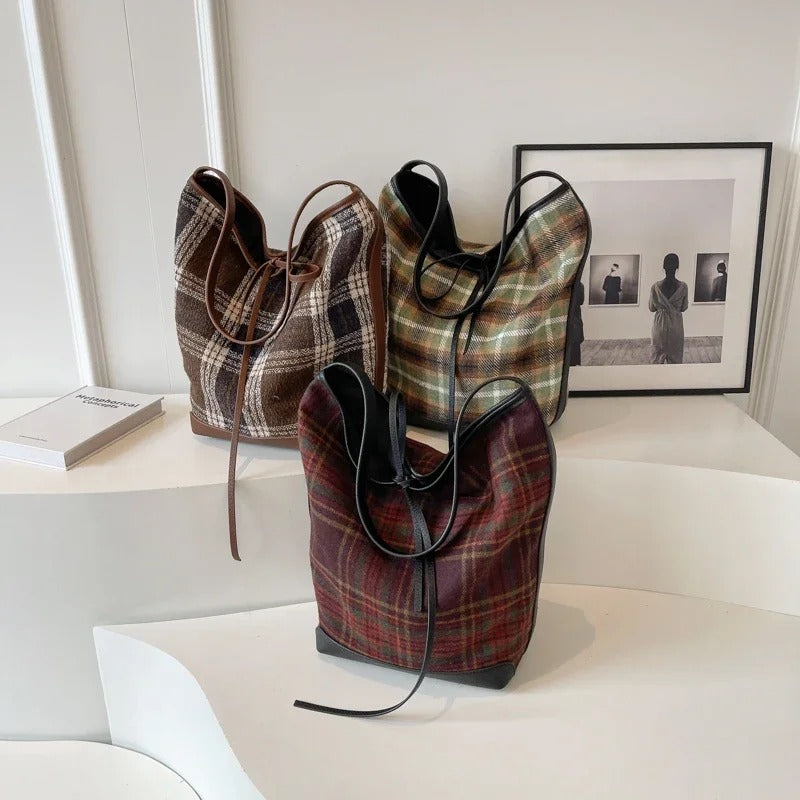 Plaid Bucket Bag