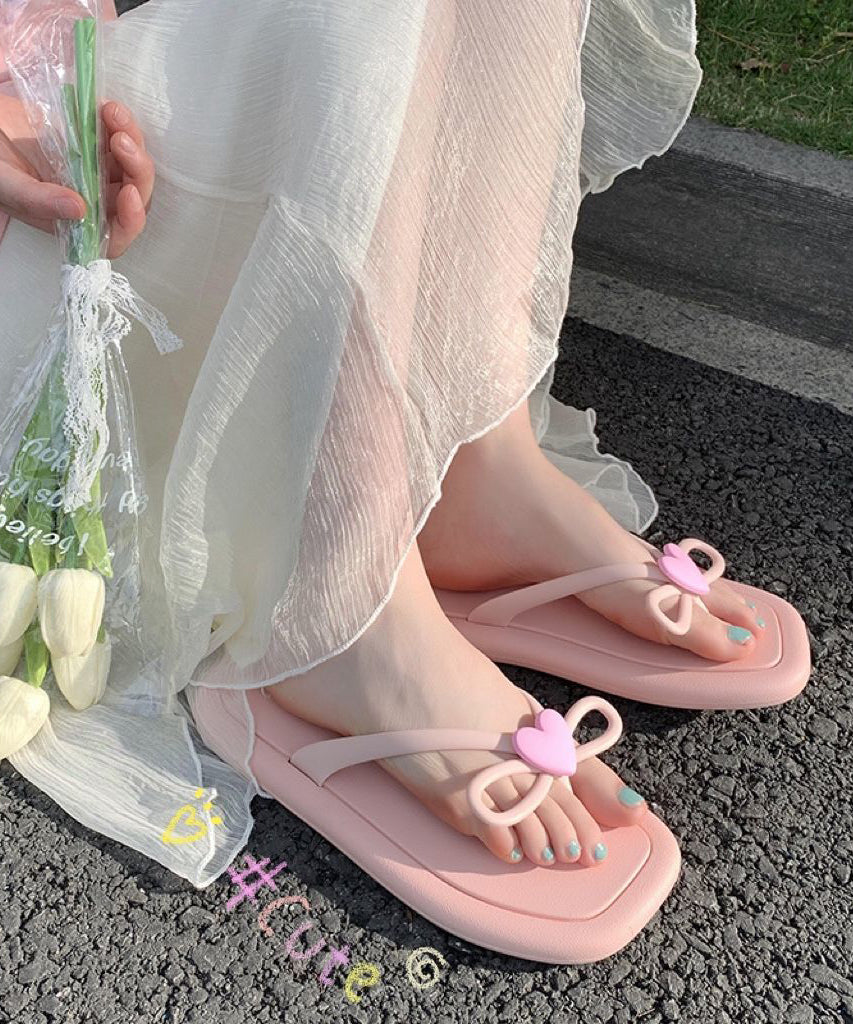 New Versatile Apricot Heart Decorated Flip Flops