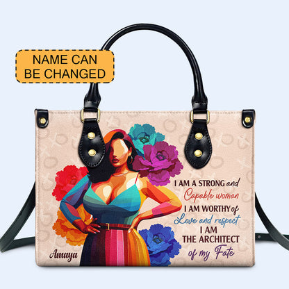 I Am Strong And Capable Woman - Personalized Custom Leather Handbag - PG04