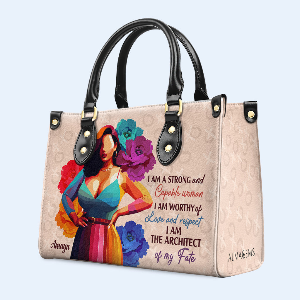 I Am Strong And Capable Woman - Personalized Custom Leather Handbag - PG04