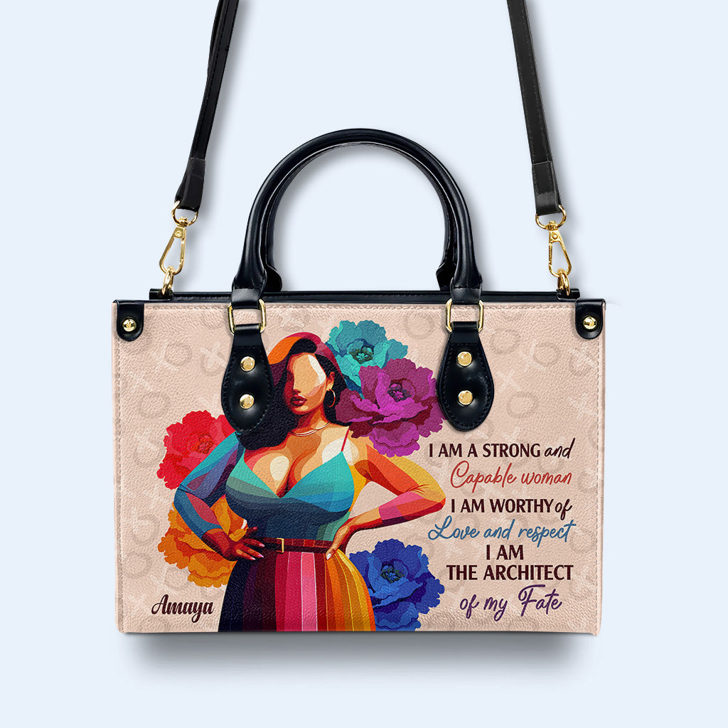 I Am Strong And Capable Woman - Personalized Custom Leather Handbag - PG04