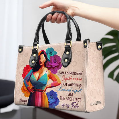 I Am Strong And Capable Woman - Personalized Custom Leather Handbag - PG04