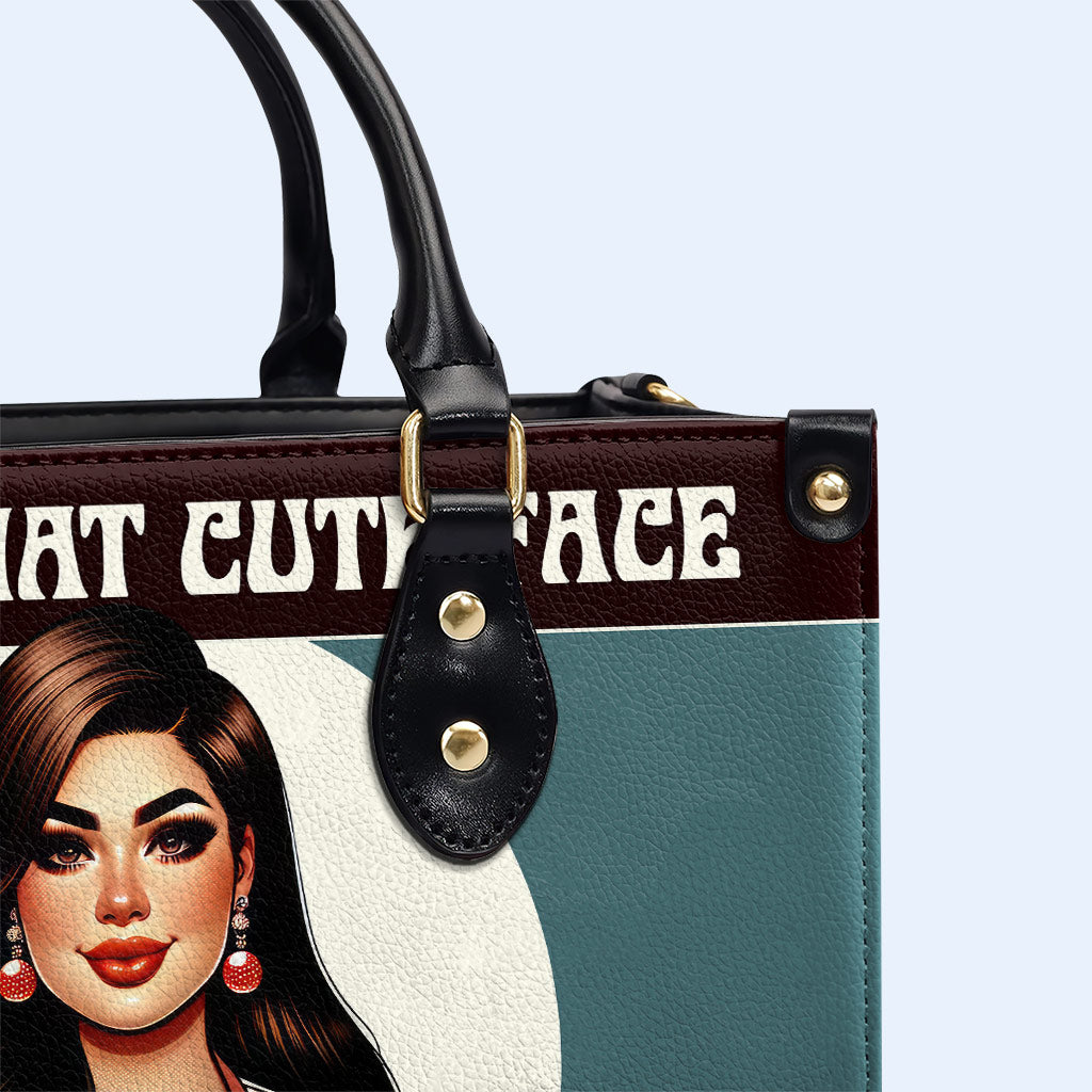 Living That Cute Face Chubby Waist Life - Personalized Custom Leather Handbag - PG08