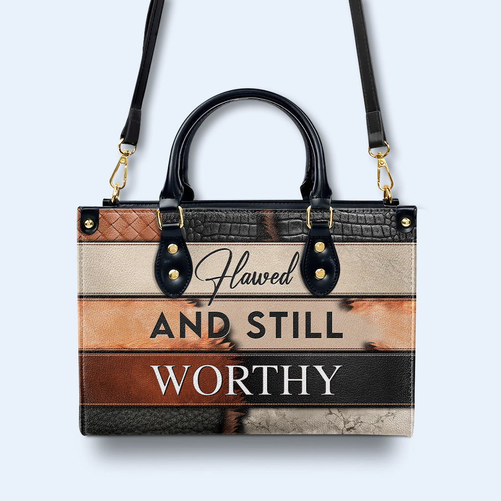 Flawed And Still Worthy - Leather Handbag - PG17