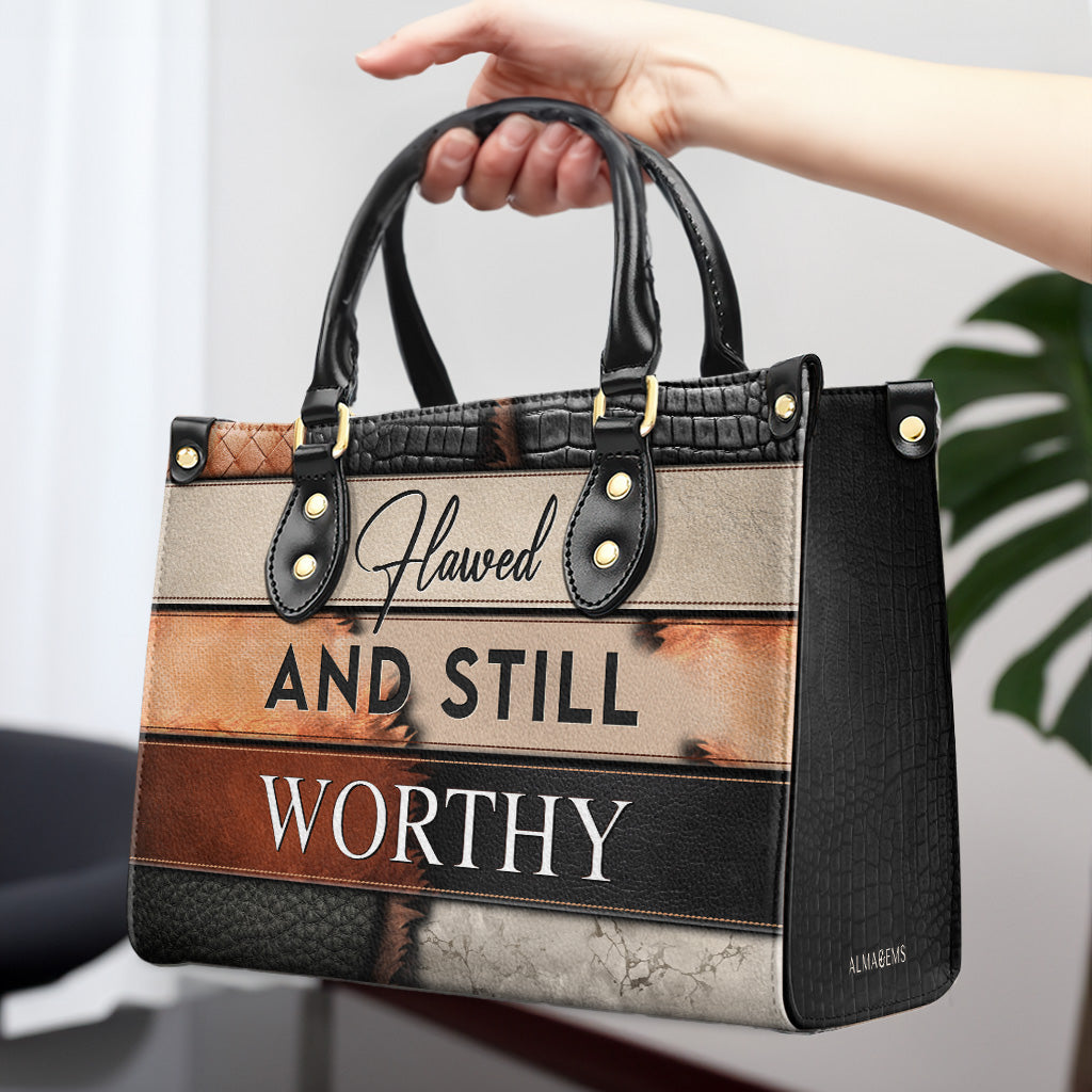 Flawed And Still Worthy - Leather Handbag - PG17