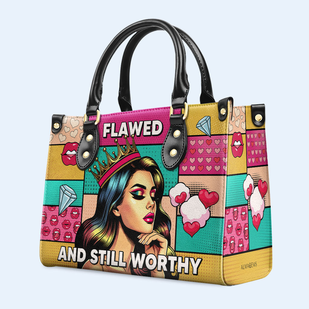 Flawed And Still Worthy - Personalized Custom Leather Handbag - PG18