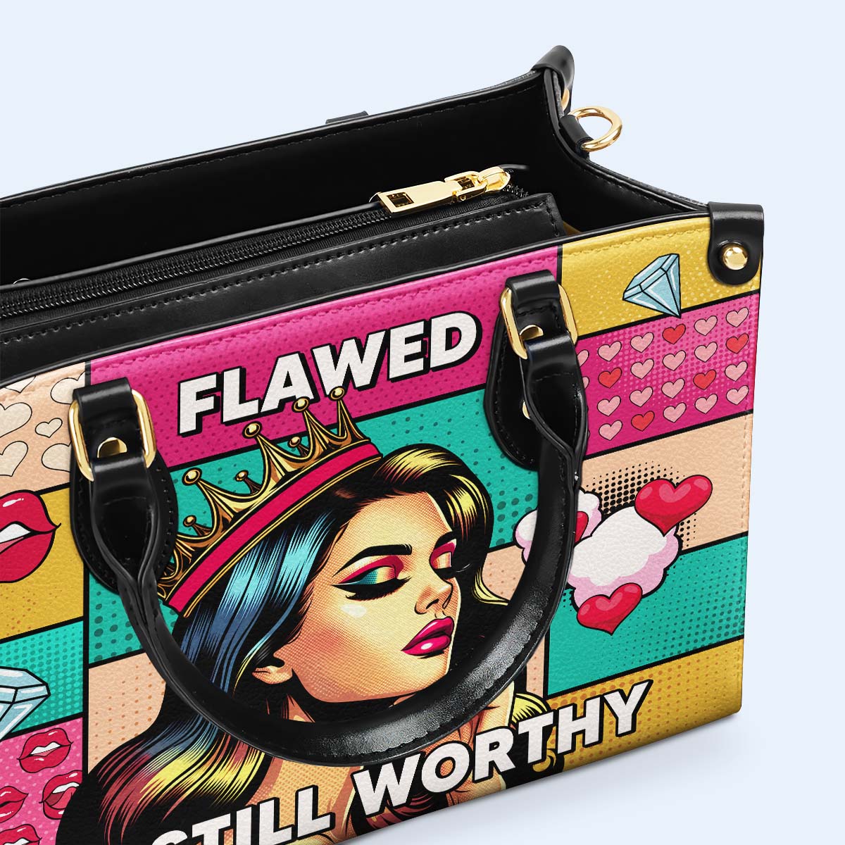 Flawed And Still Worthy - Personalized Custom Leather Handbag - PG18