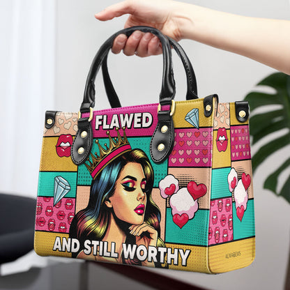 Flawed And Still Worthy - Personalized Custom Leather Handbag - PG18